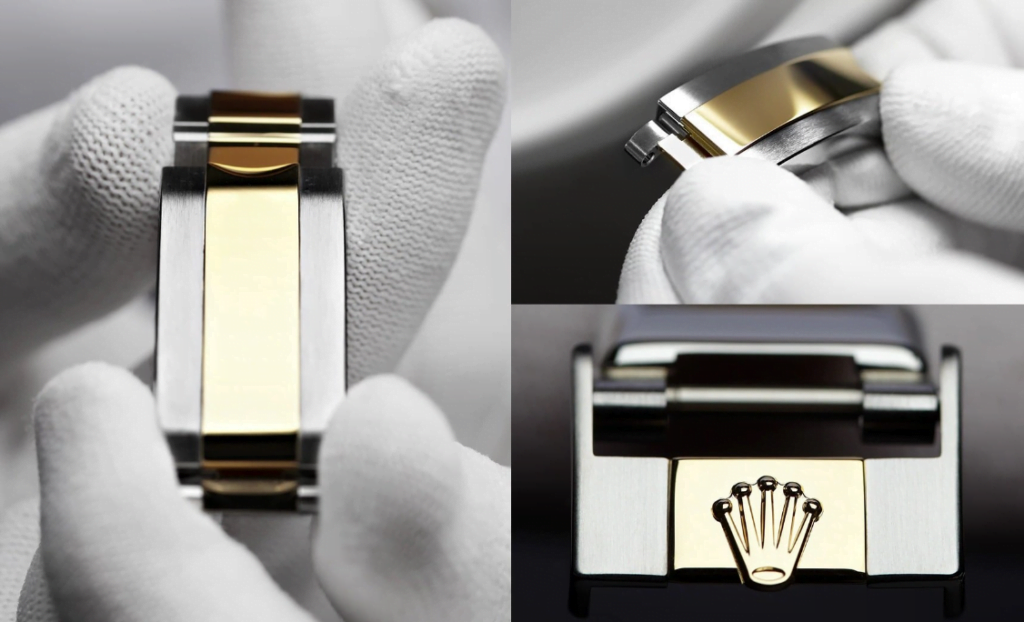 Cross-section showing five-layer gold plating over 904L steel