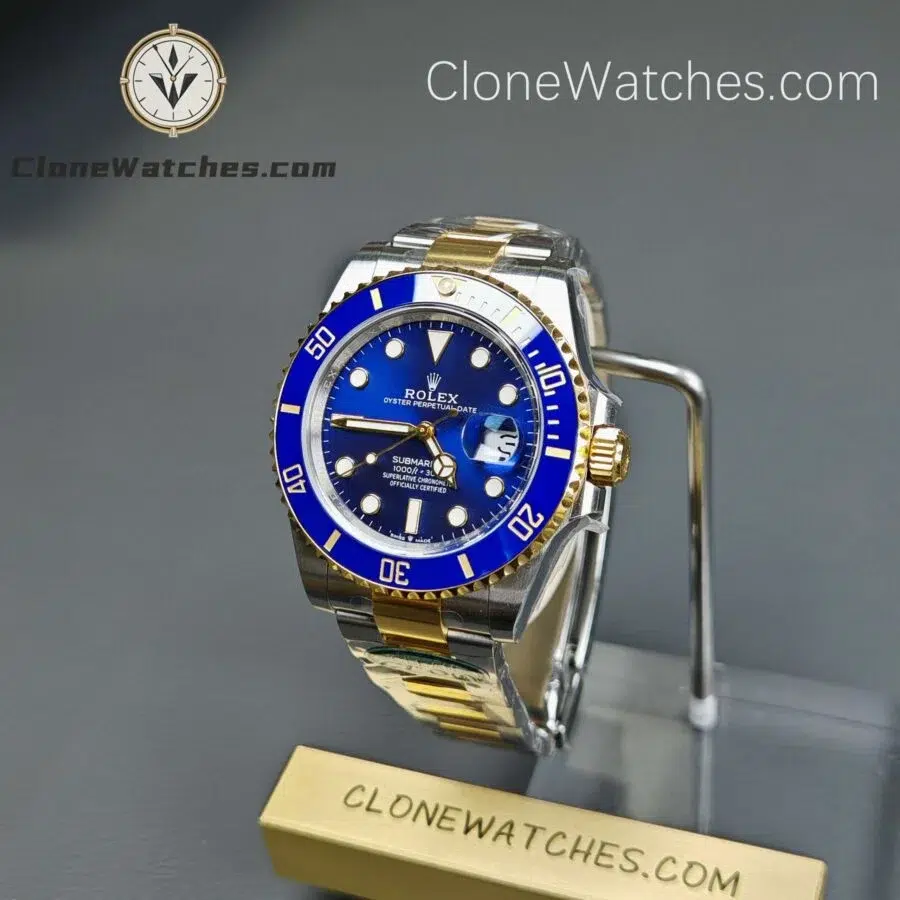 Super Clone Watches - Rolex Gold Blue Submariner 126613LB