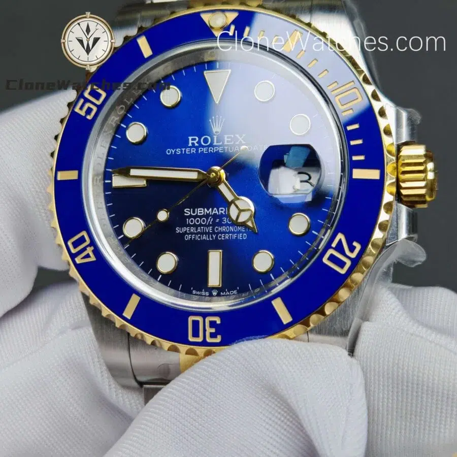 Super Clone Watches - Rolex Gold Blue Submariner 126613LB