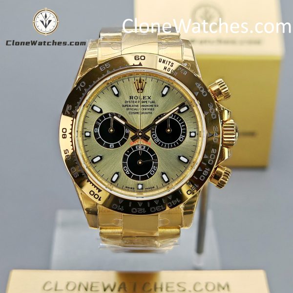 Rolex Super Clone Watches 1:1 Daytona 18K Gold Dial M116508-0014 4130 Movement