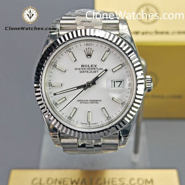 Rolex Super Clone Watches 1:1 DateJust White Dial m126334-0010 Jubilee 41MM 3235 Movement
