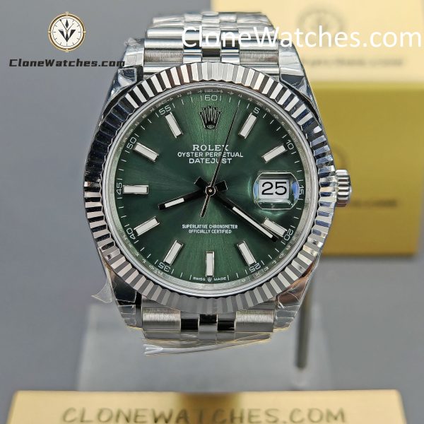 Rolex Super Clone Watches 1:1 DateJust Green Dial m126334-0028 Jubilee 41MM 3235 Movement