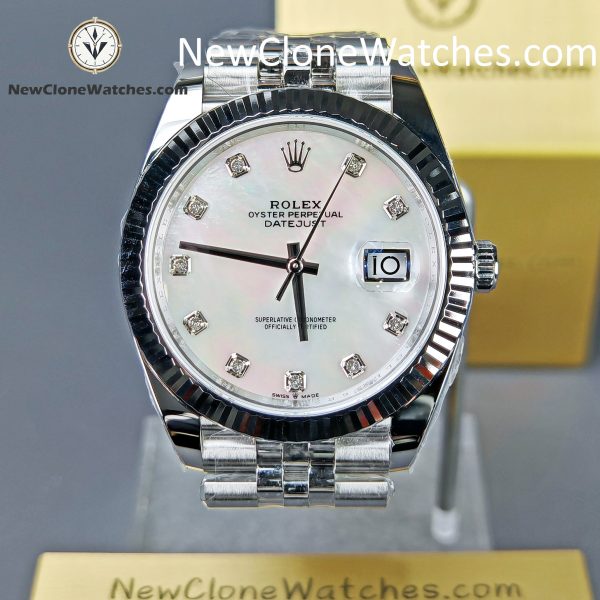 Rolex Super Clone Watches 1:1 DateJust White Diamond Dial m126334-0020 Jubilee 41MM 3235 Movement