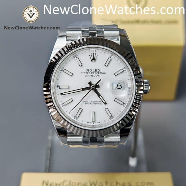 Rolex Super Clone Watches 1:1 DateJust White Dial m126334-0010 Jubilee 41MM 3235 Movement