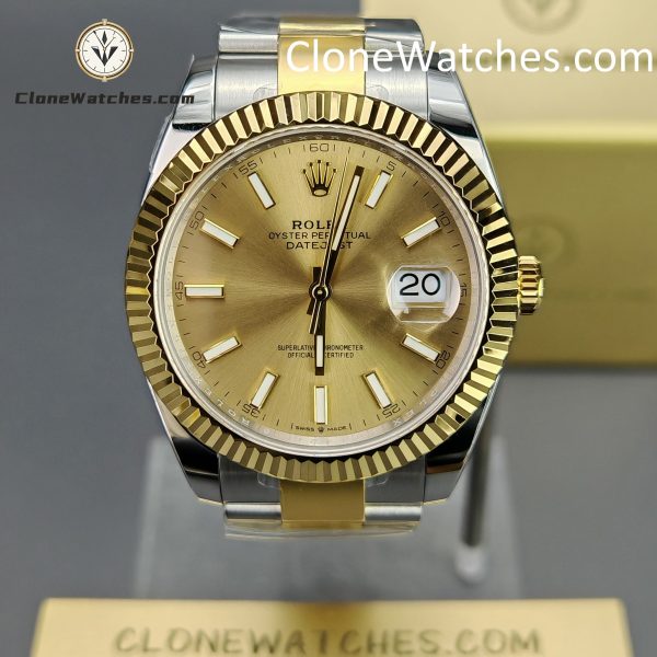 Rolex Super Clone Watches 1:1 DateJust Gold Dial m126333-0009 Oyster 41MM 3235 Movement