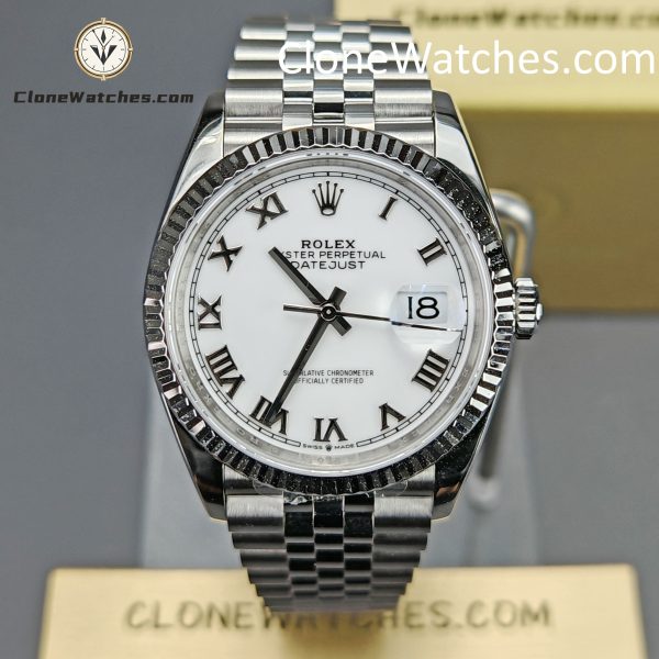 Rolex Super Clone Watches 1:1 DateJust White Dial Roman M126234 - 0025 Jubilee 36MM 3235 Movement