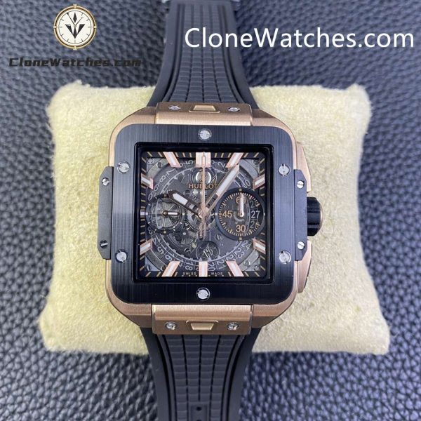 Super Clone Watches – Hublot Square Bang Unico Rose Gold Ceramic