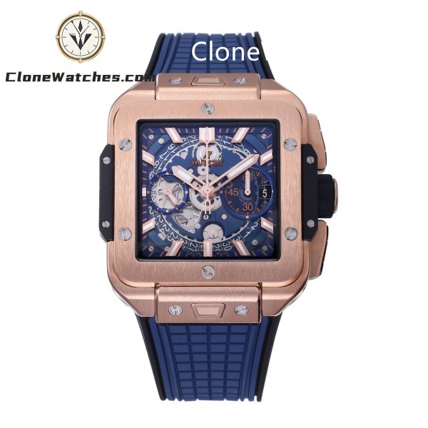 Super Clone Watches – Hublot Square Bang Unico Rose Gold Blue