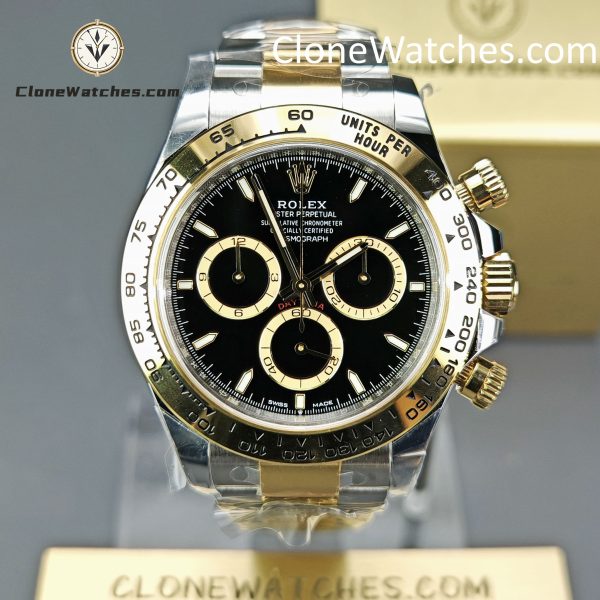 Rolex Super Clone Watches 1:1 Daytona 18k Gold Black Dial M126503-0003 4131 Movement