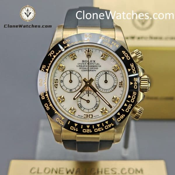 Rolex Super Clone Watches 1:1 Daytona 18K Gold White Dial m116518In-0045 4130 Movement