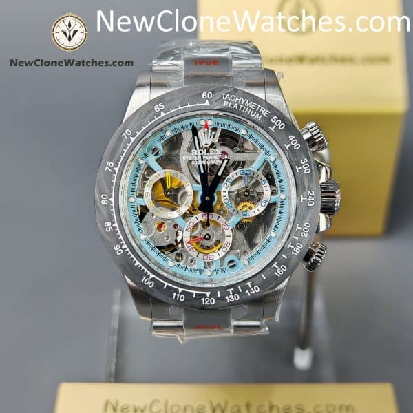 Modified Super Clone Watches 1:1 Sonic Rolex Daytona Skeleton Dial 4130 Movement