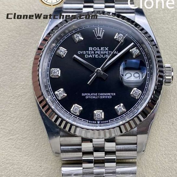 Super Clone Watches – Rolex DateJust Black Diamond Dial M126234 – 0027