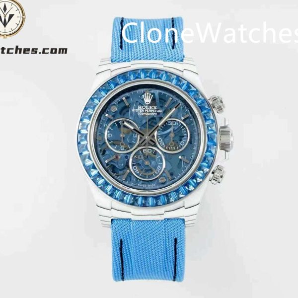 Super Clone Watches – Modified Sonic Carbon Fiber Daytona Blue Skeleton Dial