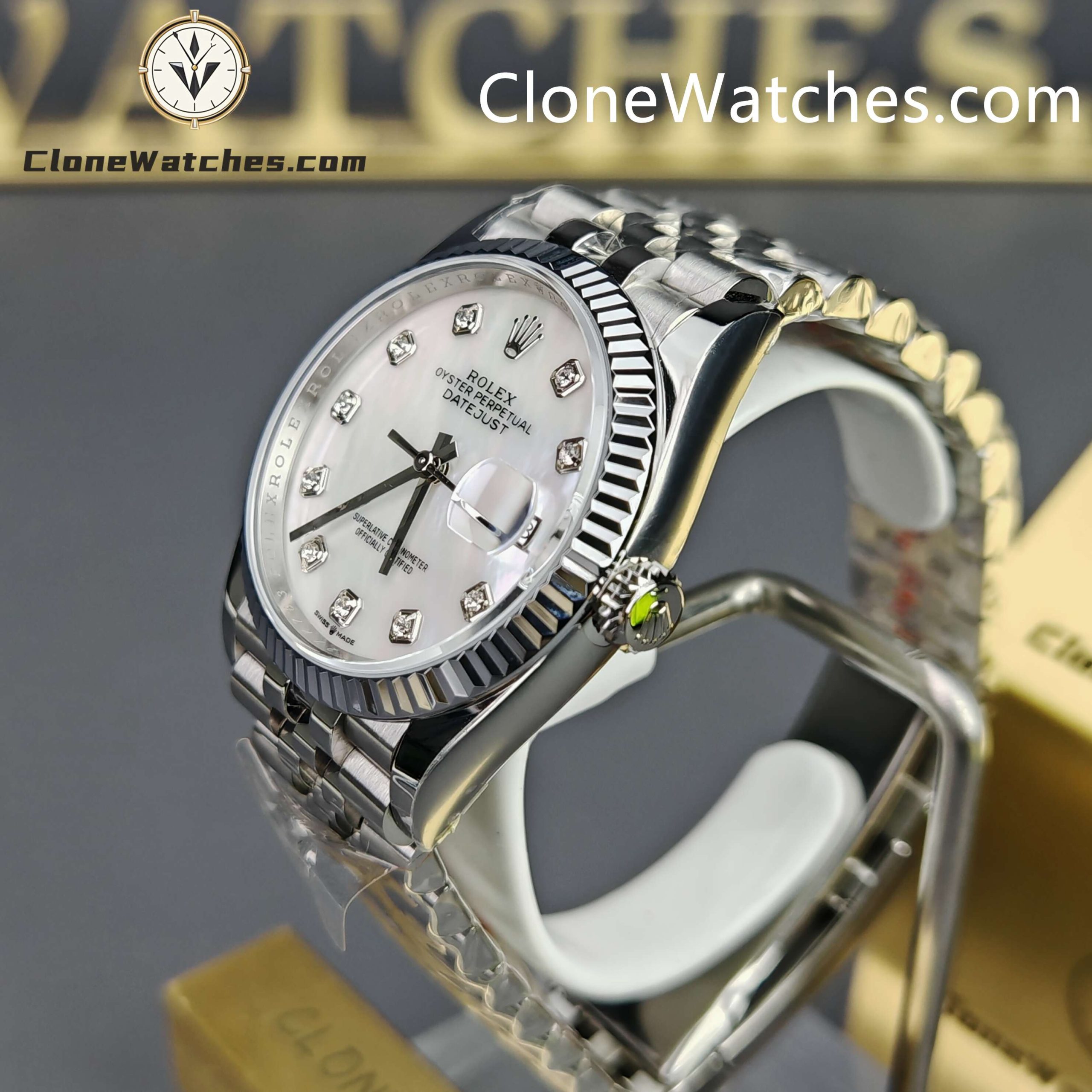 Rolex Super Clone Watches 1:1 DateJust Mother of Pearl Diamond Dial Jubilee 36MM m126234-0019 3235 Movement - Image 2