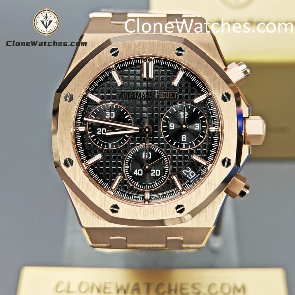 Super Clone Watches – Audemars Piguet Rose Gold 26240 Black Dial