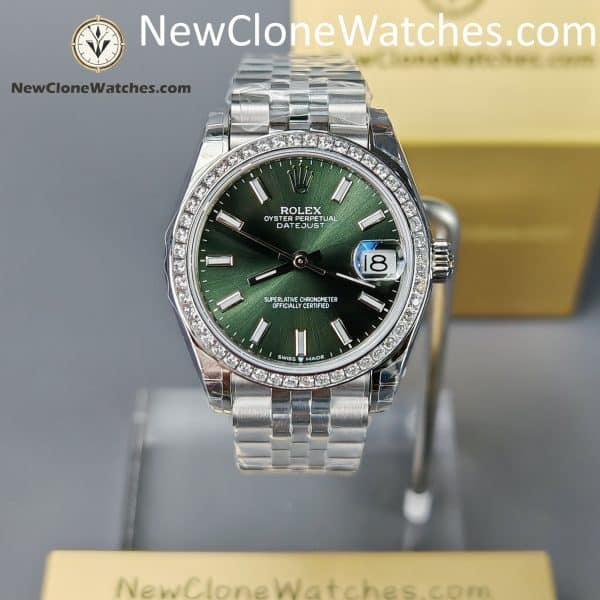 Rolex Super Clone Watches 1:1 DateJust Green Dial m278384rbr-0022 Jubilee 31MM 2236 Movement