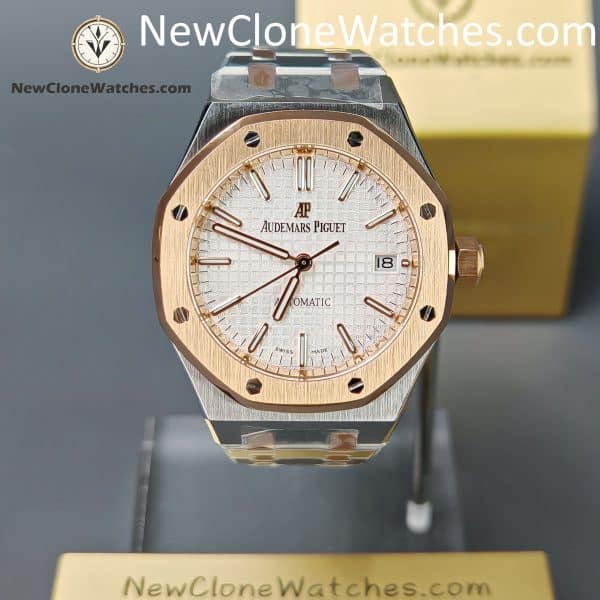 Audemars Piguet Super Clone Watches 1:1 Royal Oak Rose Gold 15450SR White Dial 37MM