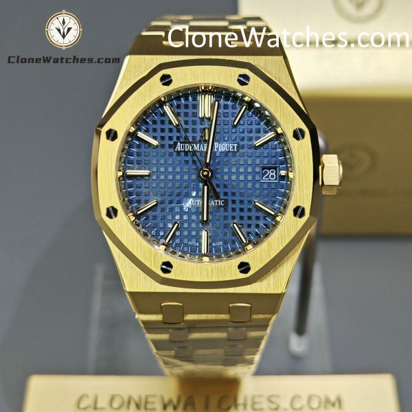 Audemars Piguet Super Clone Watches 1:1 Royal Oak 18K Gold 15450BA Blue Dial 37MM