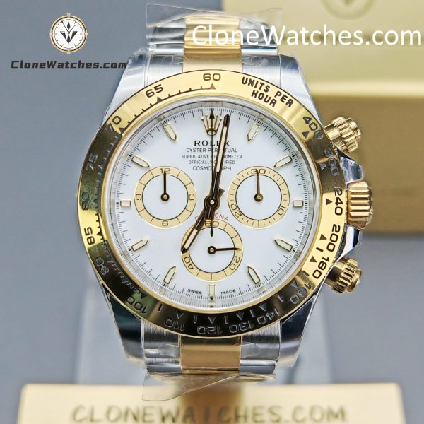 Rolex Super Clone Watches 1:1 Daytona 18k gold M116503-0001 White Dial 4130 movement