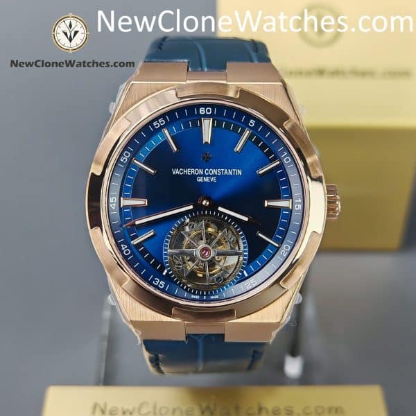 Vacheron Constantin Super Clone Watches 1:1 Overseas Rose Gold Tourbillon 6000V/210R-B733 42.5MM Leather Strap