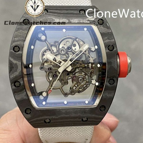 Super Clone Watches – Richard Mille 055 Carbon Tourbillon White Nylon Strap