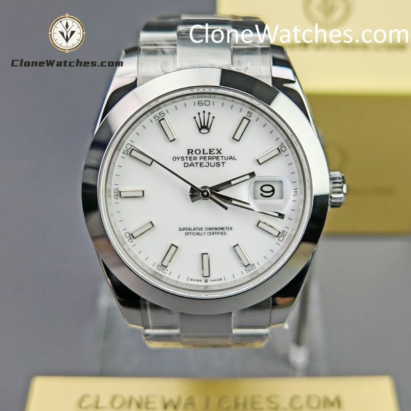 Rolex Super Clone Watches 1:1 DateJust White Dial M126300 – 0005 Oyster 41MM 3235 Movement