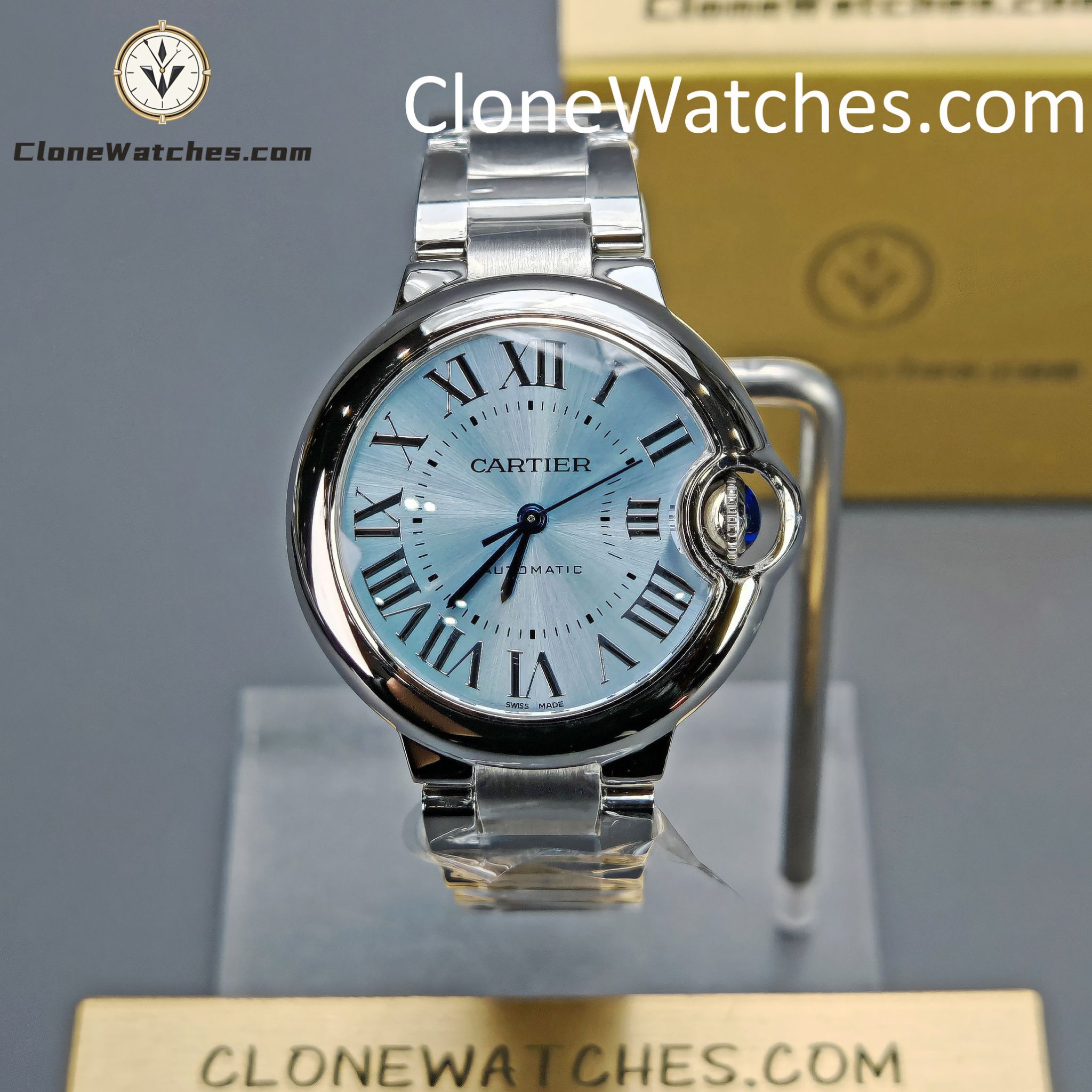 Cartier Super Clone Watches 1:1 Ballon Bleu de WSBB0062 Blue Dial Roman Scale 33mm