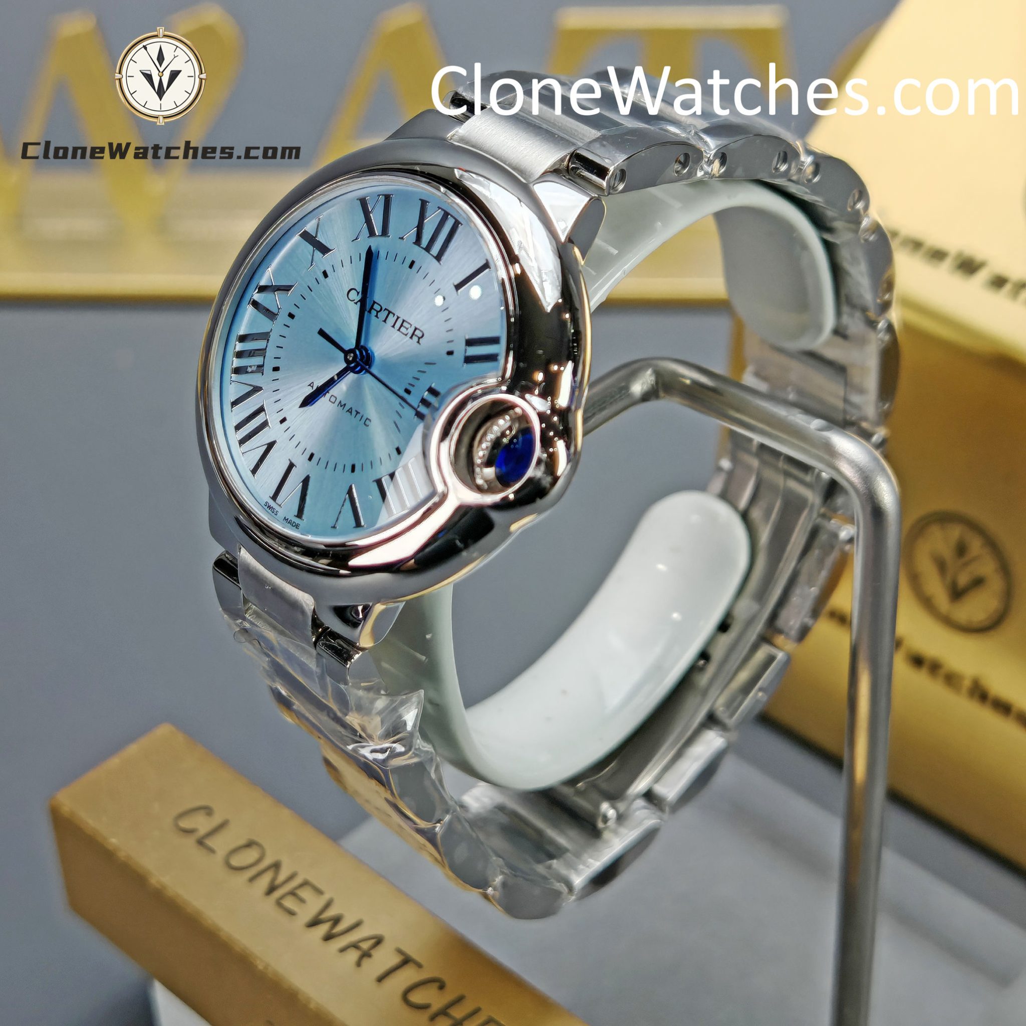 Cartier Super Clone Watches 1:1 Ballon Bleu de WSBB0062 Blue Dial Roman Scale 33mm - Image 2