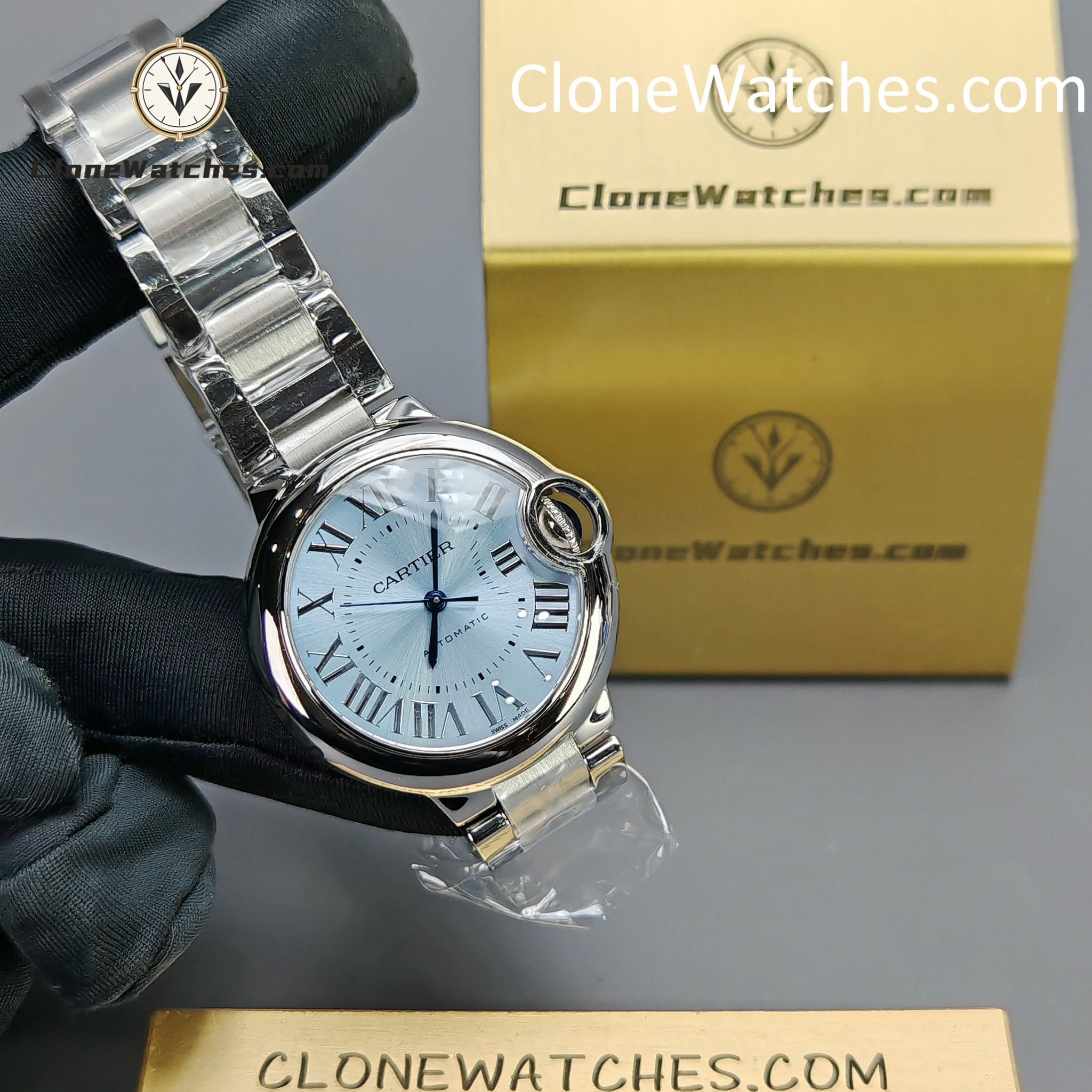 Cartier Super Clone Watches 1:1 Ballon Bleu de WSBB0062 Blue Dial Roman Scale 33mm - Image 4