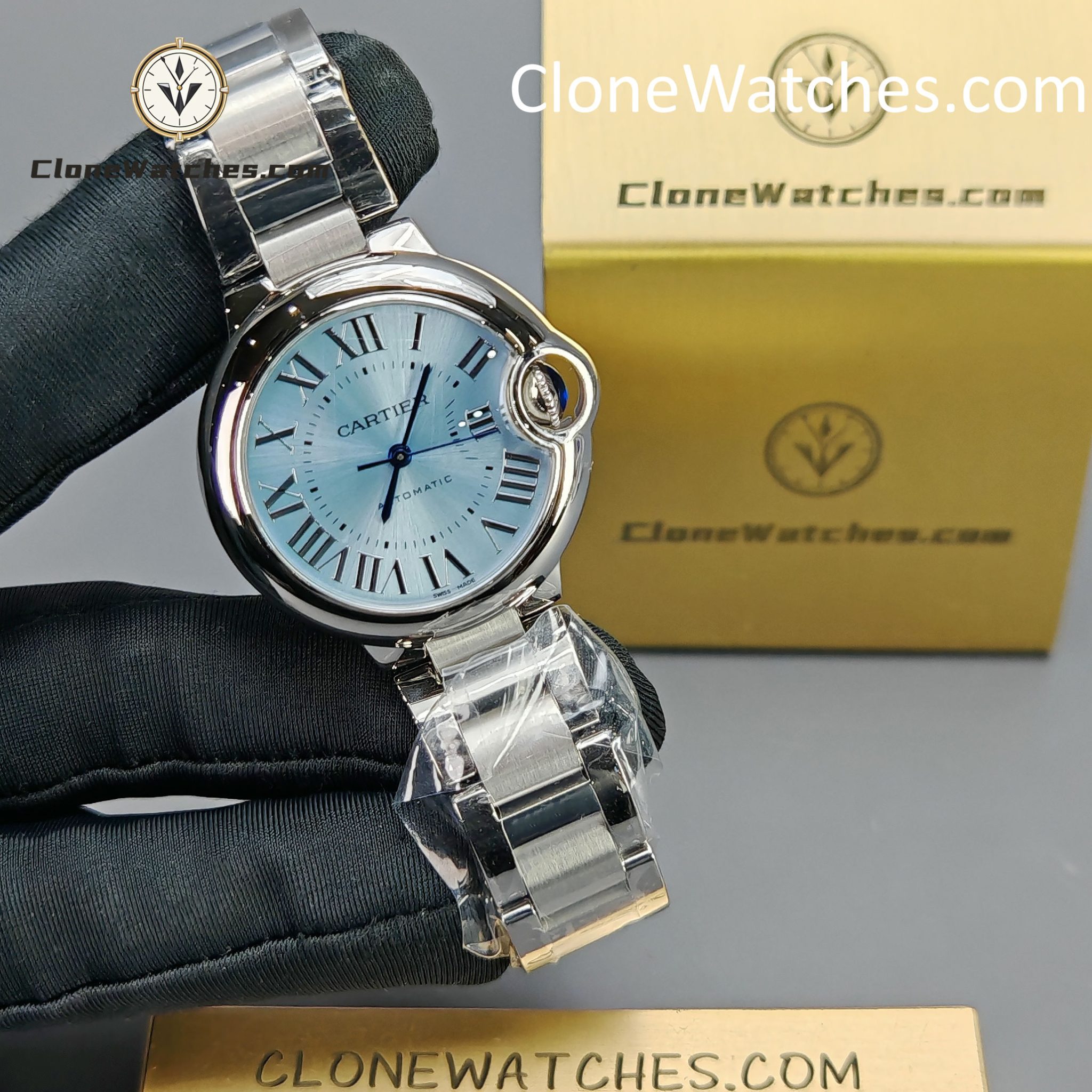 Cartier Super Clone Watches 1:1 Ballon Bleu de WSBB0062 Blue Dial Roman Scale 33mm - Image 5