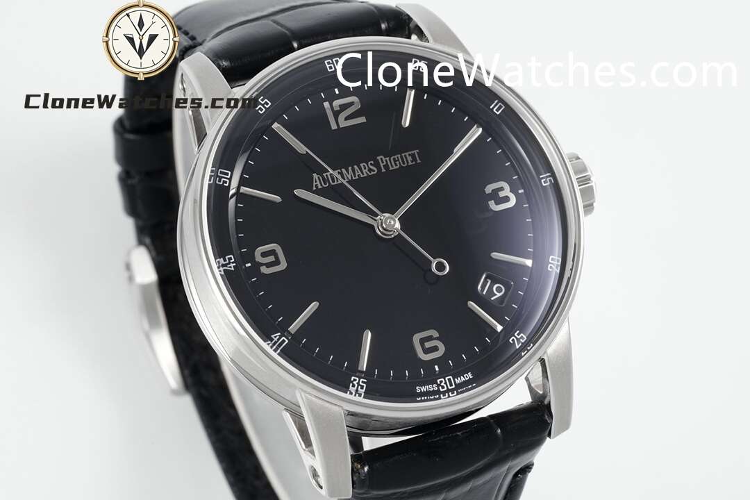 Audemars Piguet Super Clone Watches 1:1 Code 11.59 by 15210BC Black Dial 41MM Leather Strap - Image 2