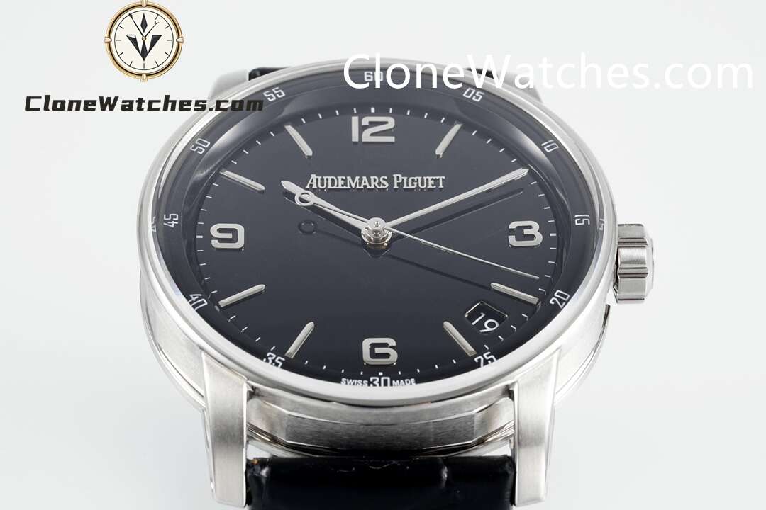 Audemars Piguet Super Clone Watches 1:1 Code 11.59 by 15210BC Black Dial 41MM Leather Strap - Image 4