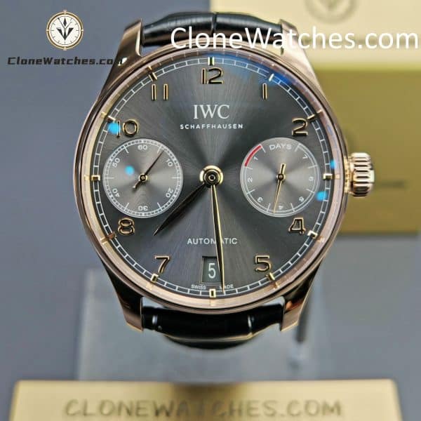 IWC Super Clone Watches 1:1 Portuguese Automatic Rose Gold Grey Dial 42.3MM IW500125