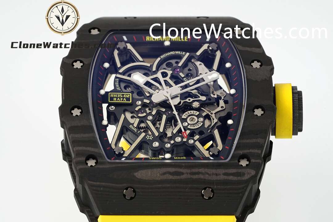 Richard Mille Super Clone Watches 1:1 RM 035 – 02 NTPT Carbon Fiber Yellow Rubber Strap - Image 3