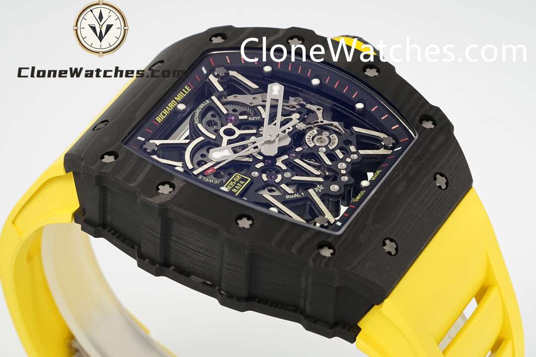 Richard Mille Super Clone Watches 1:1 RM 035 – 02 NTPT Carbon Fiber Yellow Rubber Strap - Image 4