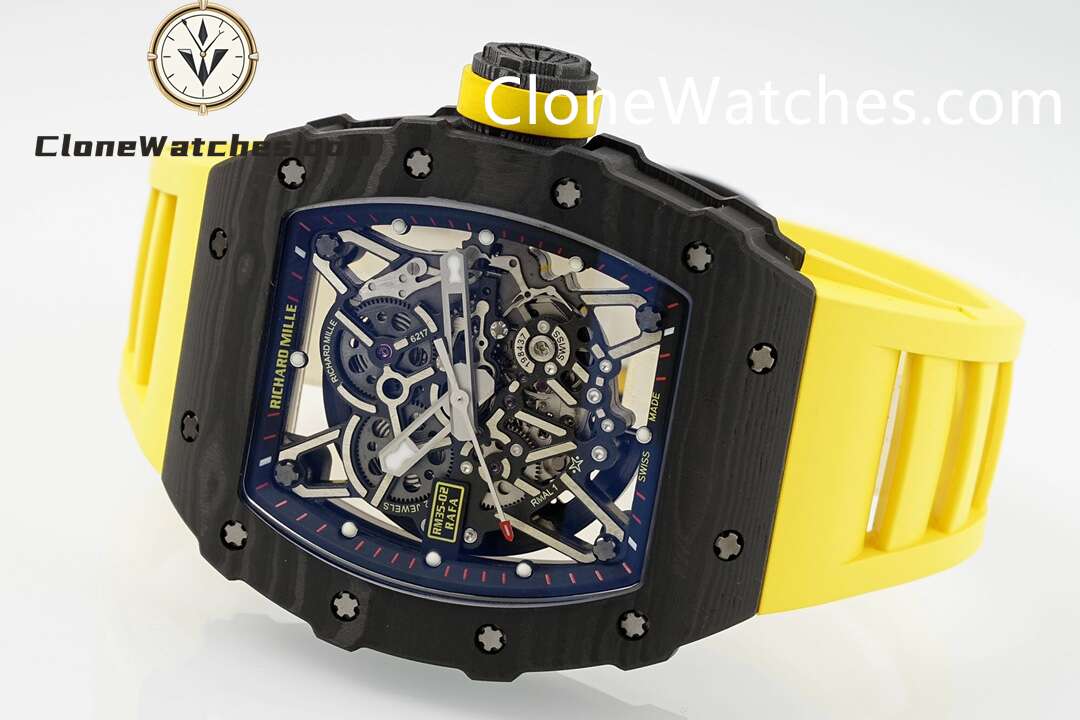 Richard Mille Super Clone Watches 1:1 RM 035 – 02 NTPT Carbon Fiber Yellow Rubber Strap - Image 7
