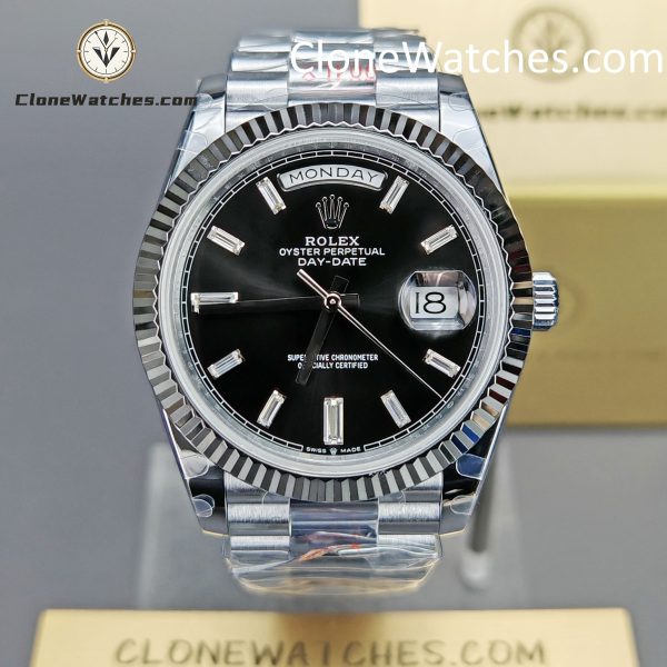 Super Clone Watches – Rolex  Day Date Black Diamond Dial m228236-0004