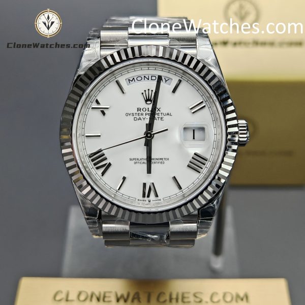 Super Clone Watches – Rolex Day Date White Roman Dial m228239-0046 VSF Version