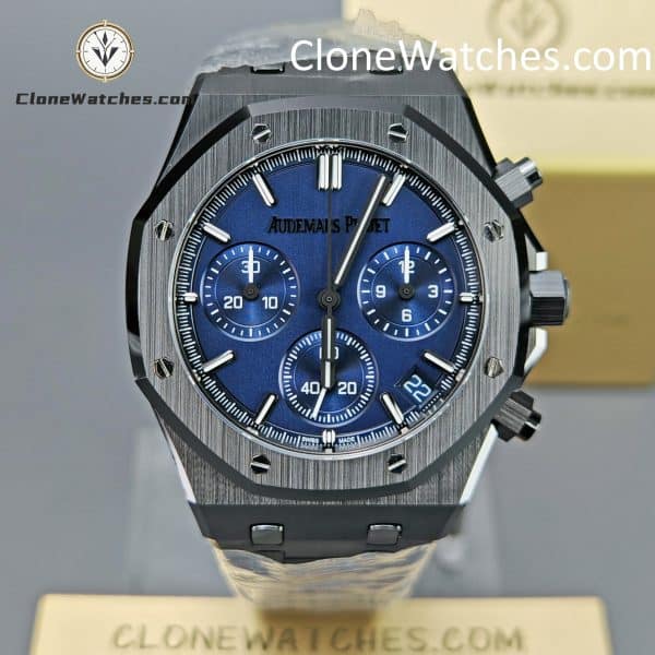 Audemars Piguet Super Clone Watches 1:1 Royal Oak Black Ceramic Blue Dial 26240CE Selfwinding Chronograph