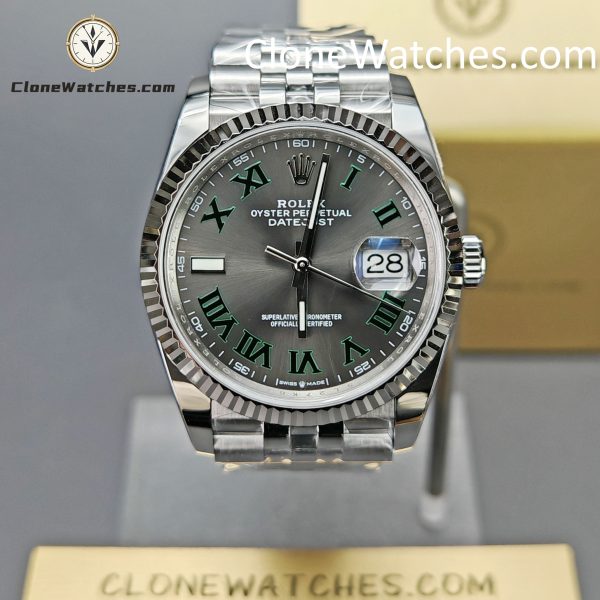 Super Clone Watches – Rolex DateJust Grey Roman Dial m126234-0045