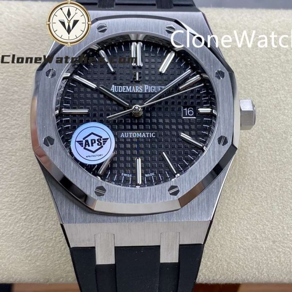 Super Clone Watches – Audemars Piguet Royal Oak 15400 Black Dial Rubber Strap