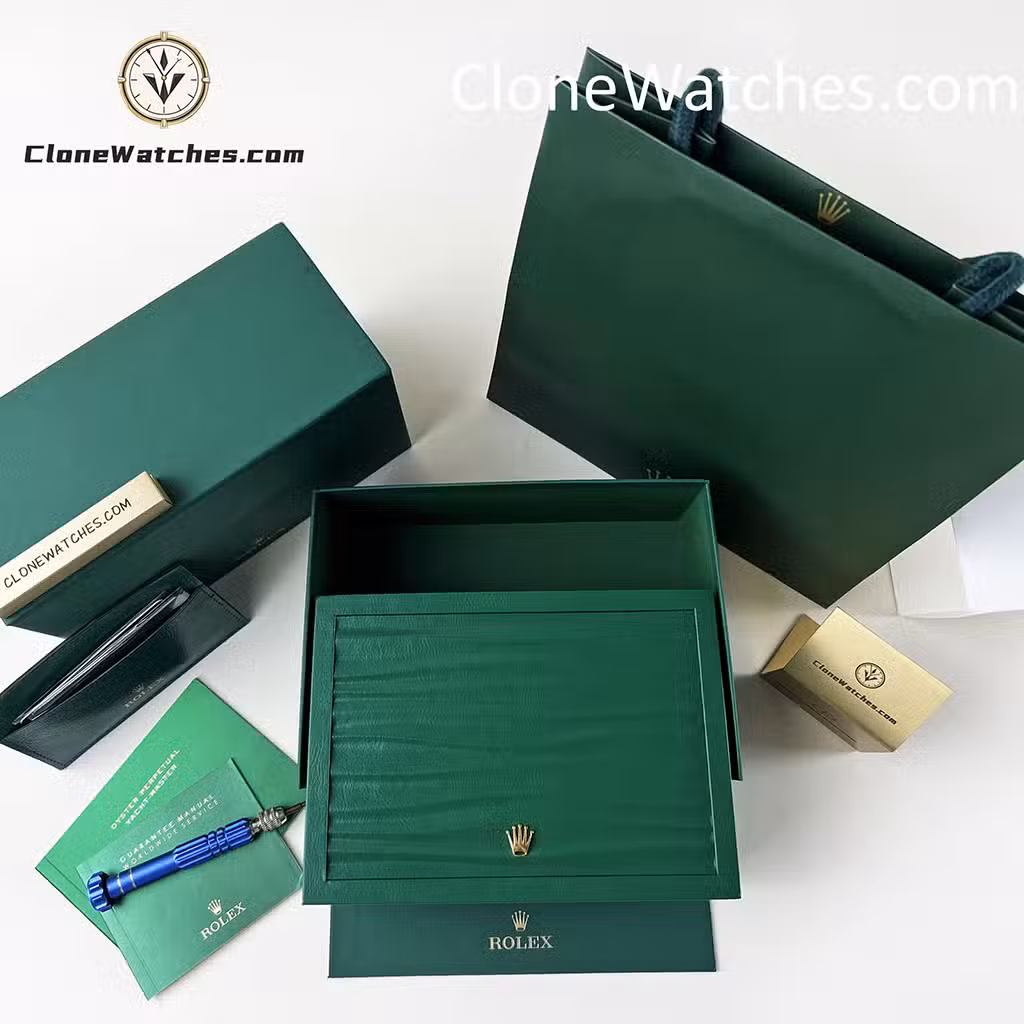 Rolex box interior showing velvet lining and warranty card
