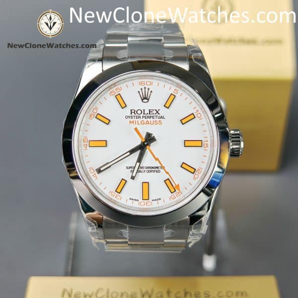 Rolex Super Clone Watches 1:1 Milgauss M116400-72400 3131 Movement 40mm White Dial