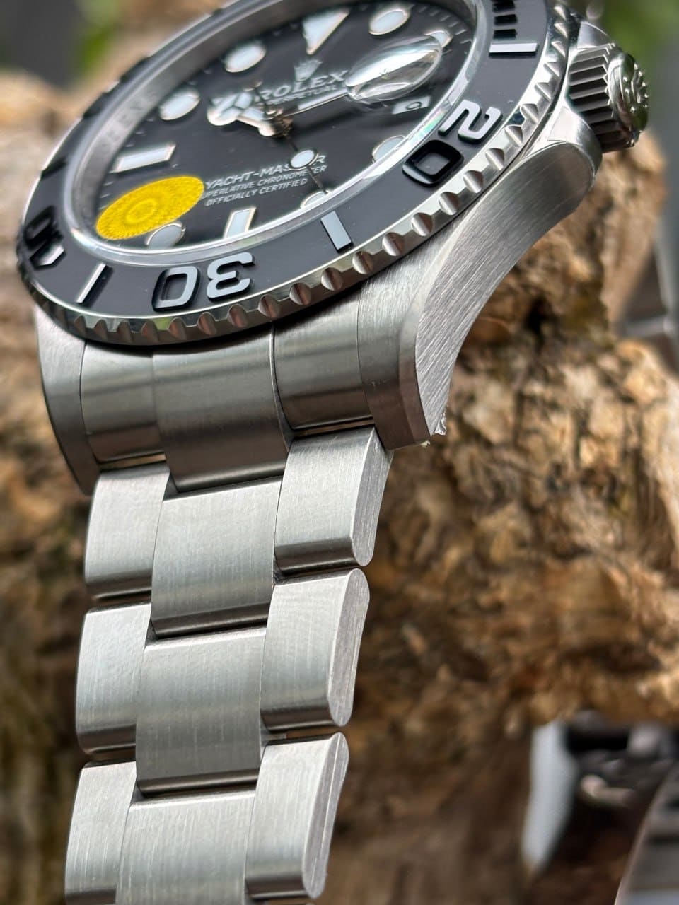 VSF Yacht-Master 226627 coarse-brushed titanium bracelet — cold-drawing texture detail